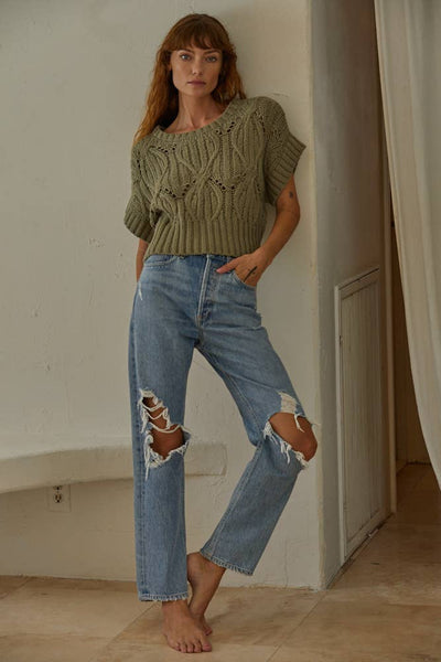 CALI CROCHET TOP: Small / Brown