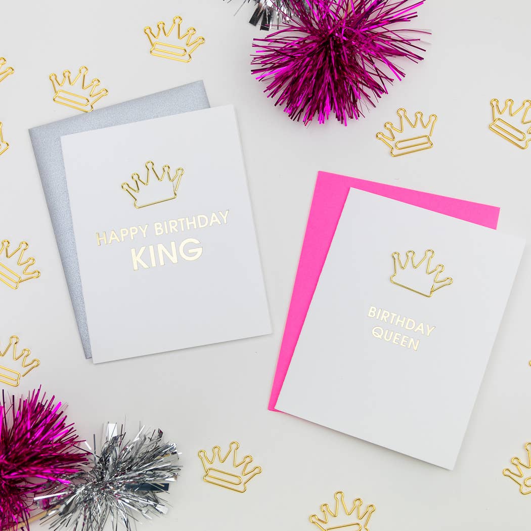 Chez Gagné - Birthday Queen - Crown Paper Clip Letterpress Card