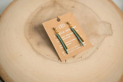 Cecelia Designs Jewelry - Seed Bead and Gold Plated Bar Drop Earrings