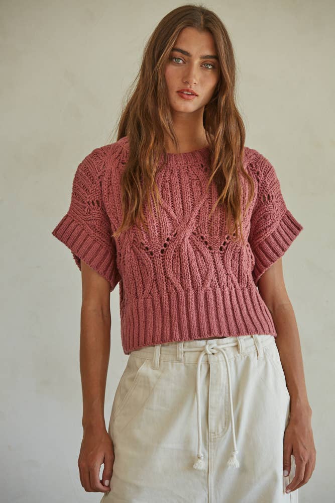 CALI CROCHET TOP: Medium / Brown