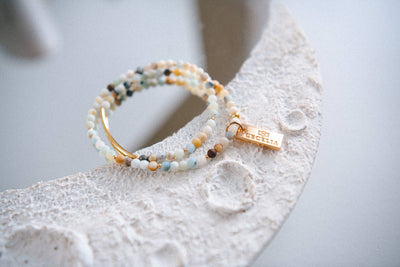 Cecelia Designs Jewelry - Genuine Gemstone and Gold Double Wrap Bracelet