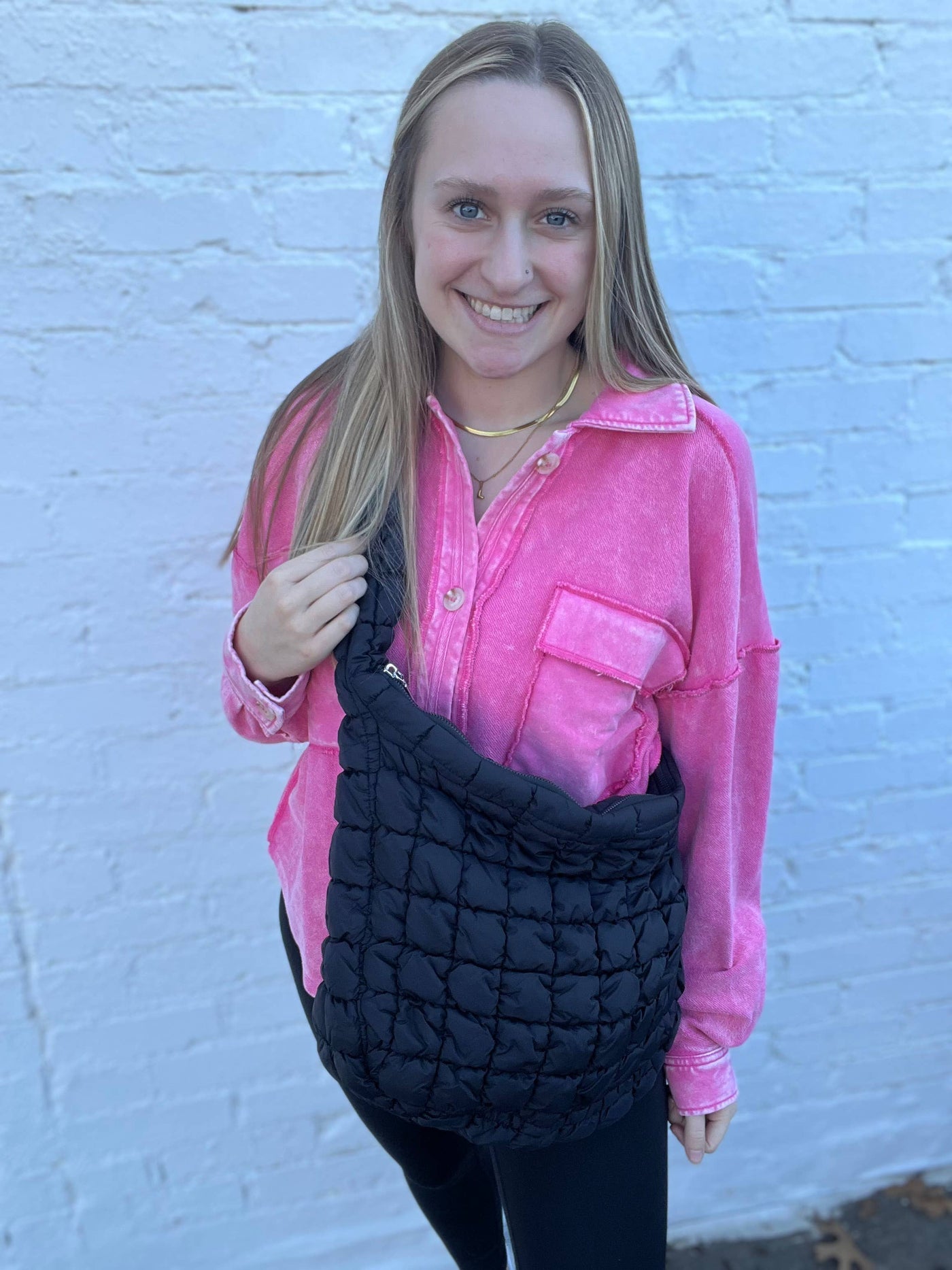 Kaydee Lynn LLC - Large Quilted Puff Tote: Black