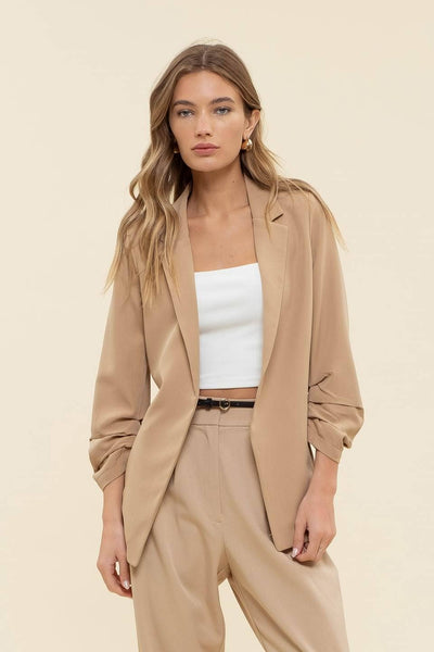 The Workshop Studio - 3/4 RUCHED SLEEVE BLAZER