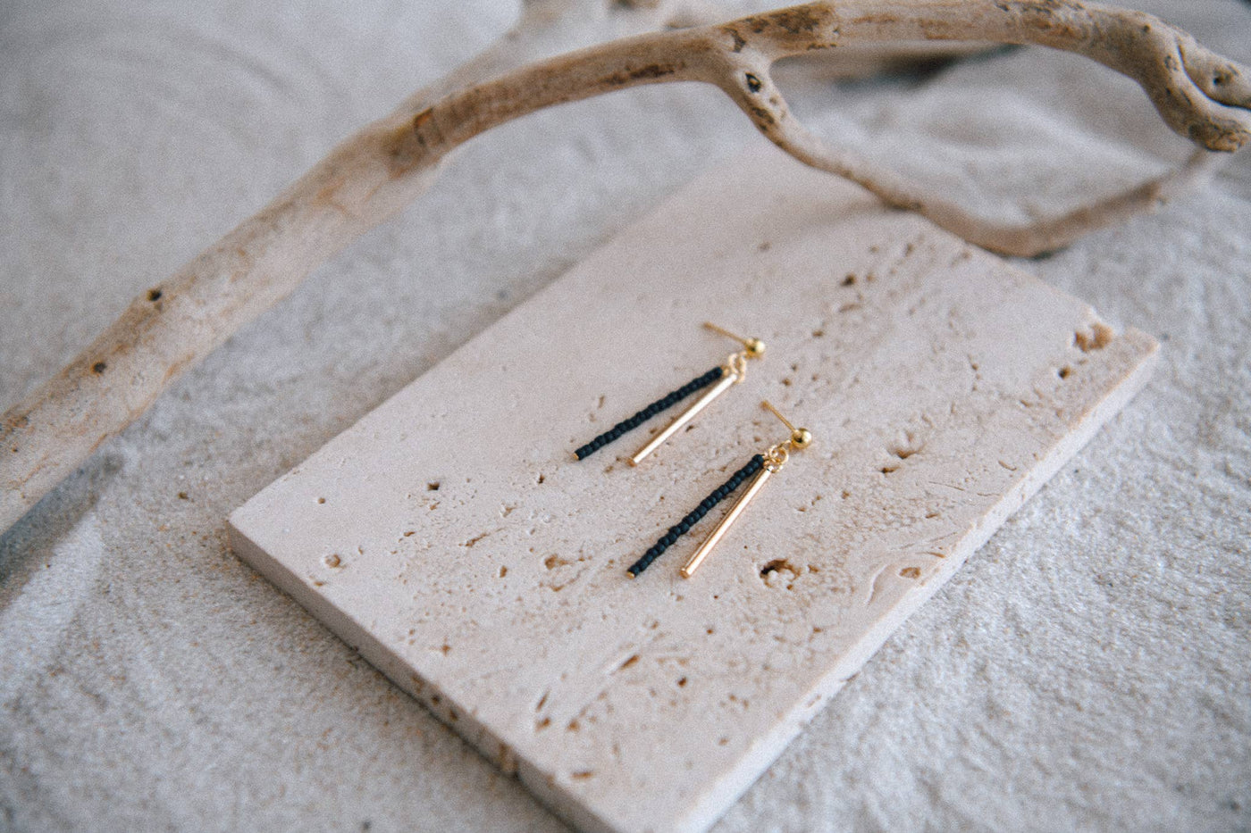 Cecelia Designs Jewelry - Seed Bead and Gold Plated Bar Drop Earrings