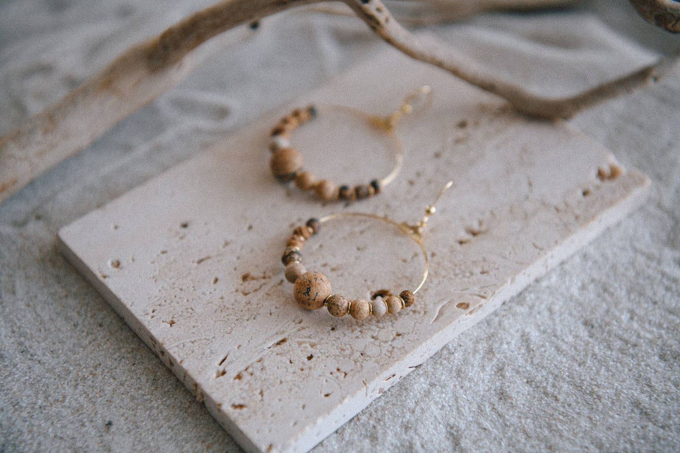 Cecelia Designs Jewelry - Genuine Gemstone and Gold-Plated Hoop Earring