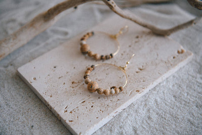 Cecelia Designs Jewelry - Genuine Gemstone and Gold-Plated Hoop Earring