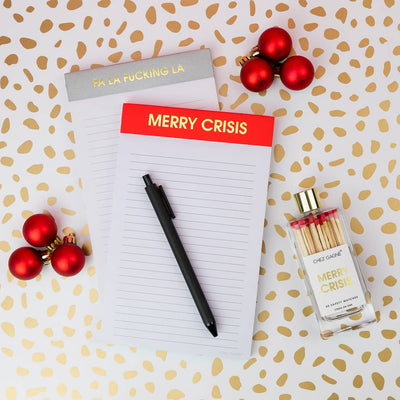 Chez Gagné - Merry Crisis - Holiday Glass Bottle Safety Matches - White/Red