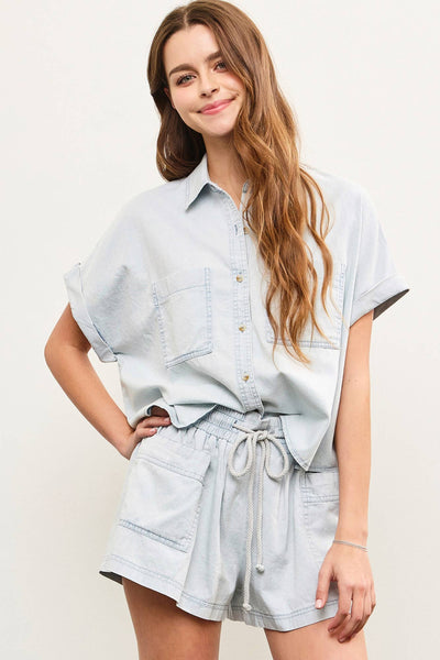 Linna Chambray Button Top