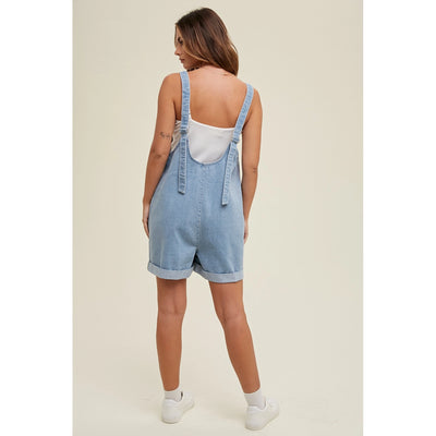 Layla Oversized Denim Romper , Sleeveless