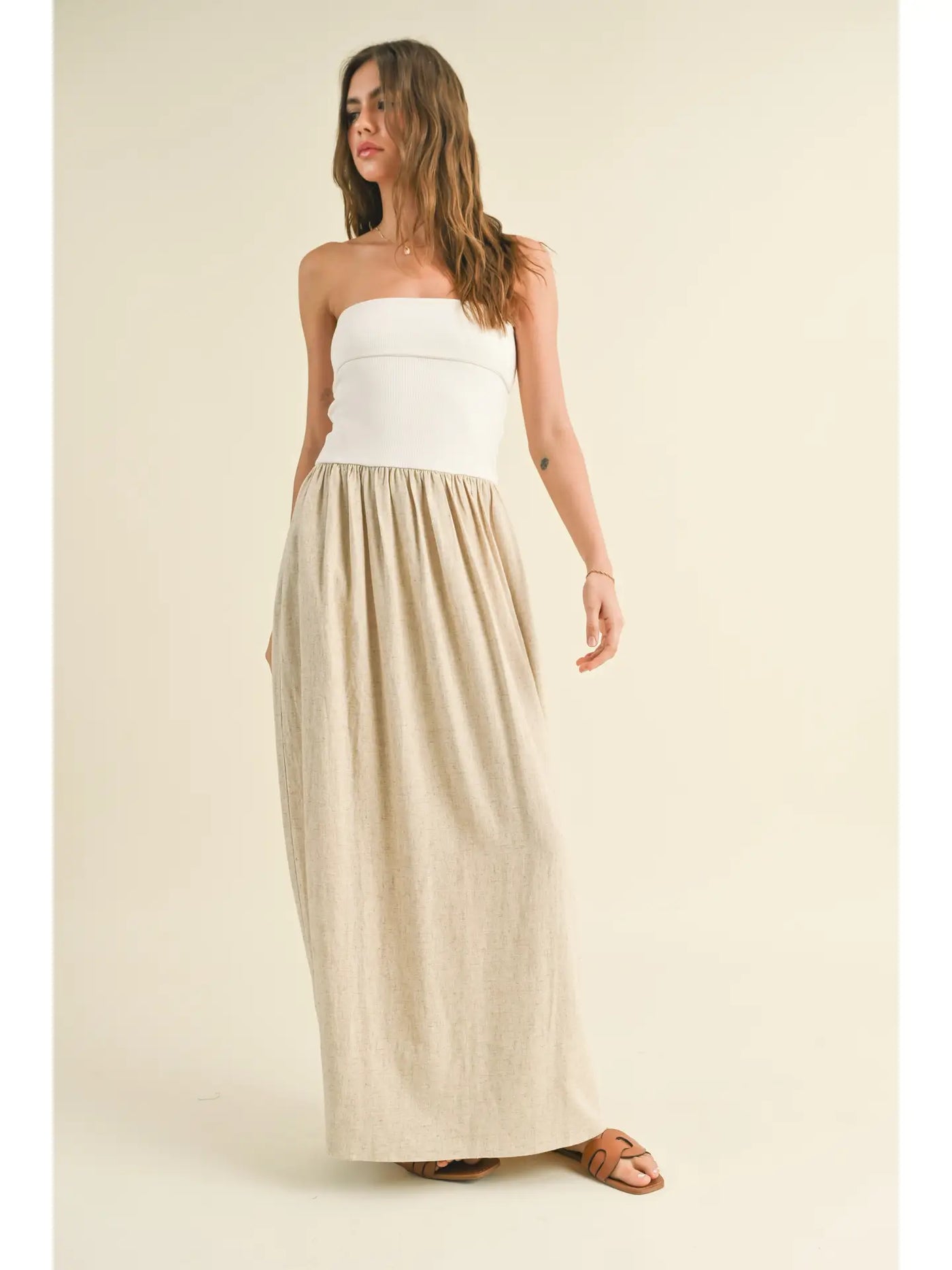 Lindsey Linen & Cotton Strapless Dress