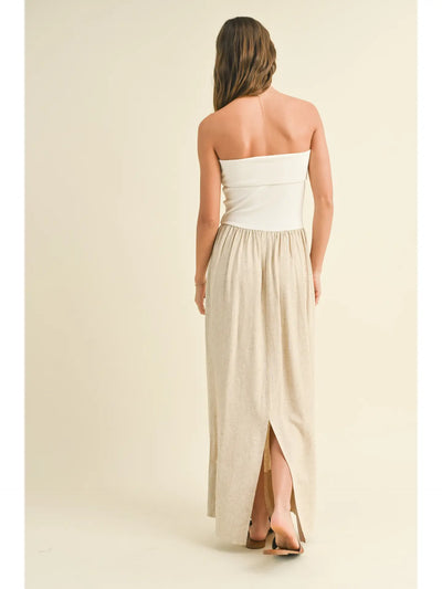 Lindsey Linen & Cotton Strapless Dress