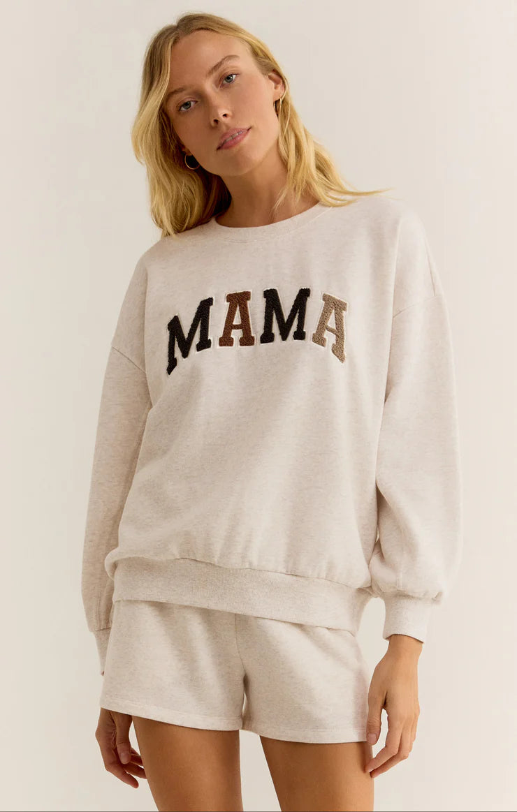 Z Supply - Z Lounge : MAMA Sweatshirt in Oatmeal