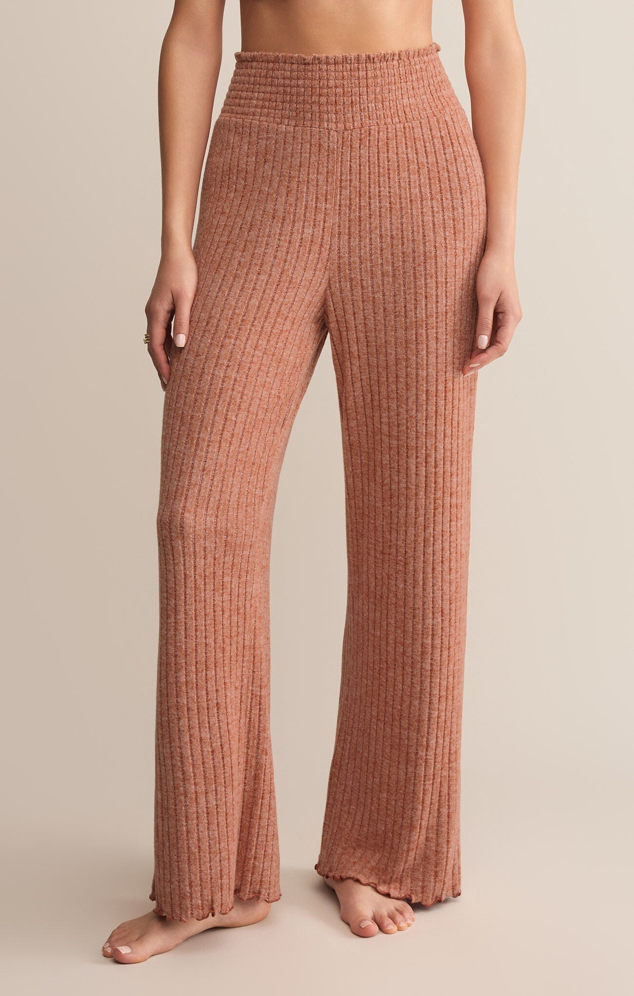 Z Supply - Z Lounge : Dawn Smocked Pants in Autumn Spice