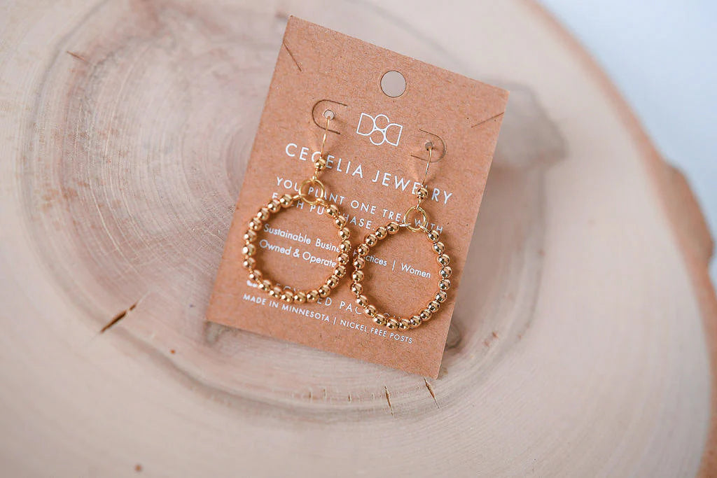 Cecelia Designs : Small Beaded Gold Hoops