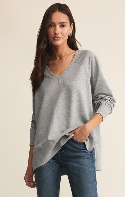 Z Supply : Modern V-Neck Weekender - Heather Grey