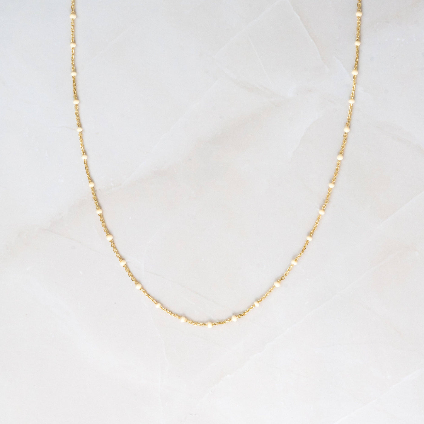 Sami Jewels - Cream Enamel Beaded Necklace: Gold / Cream