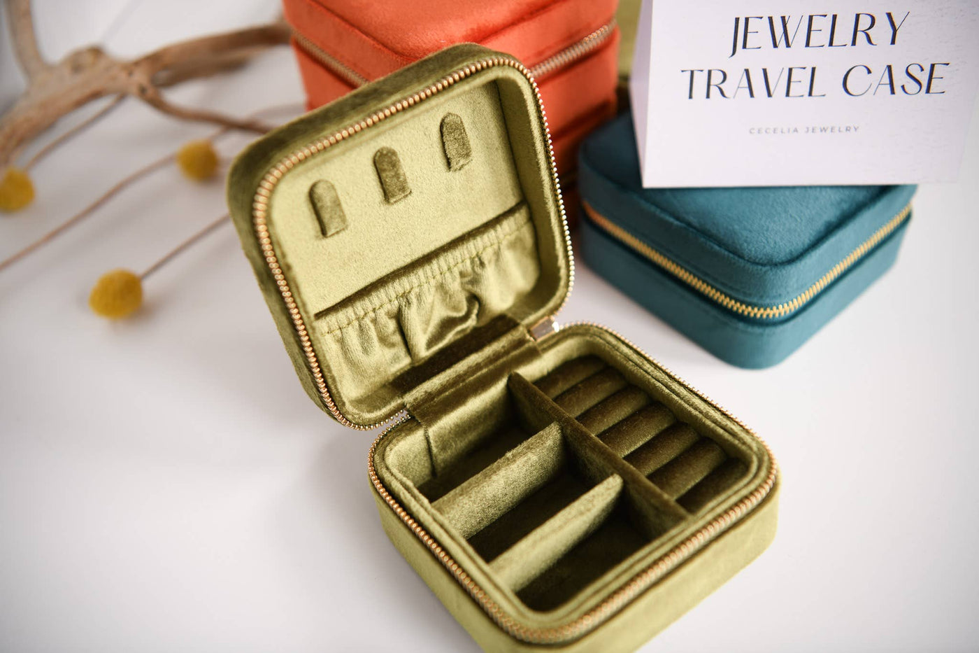 Jewelry Travel Case Jewelry Gift Box: Olive