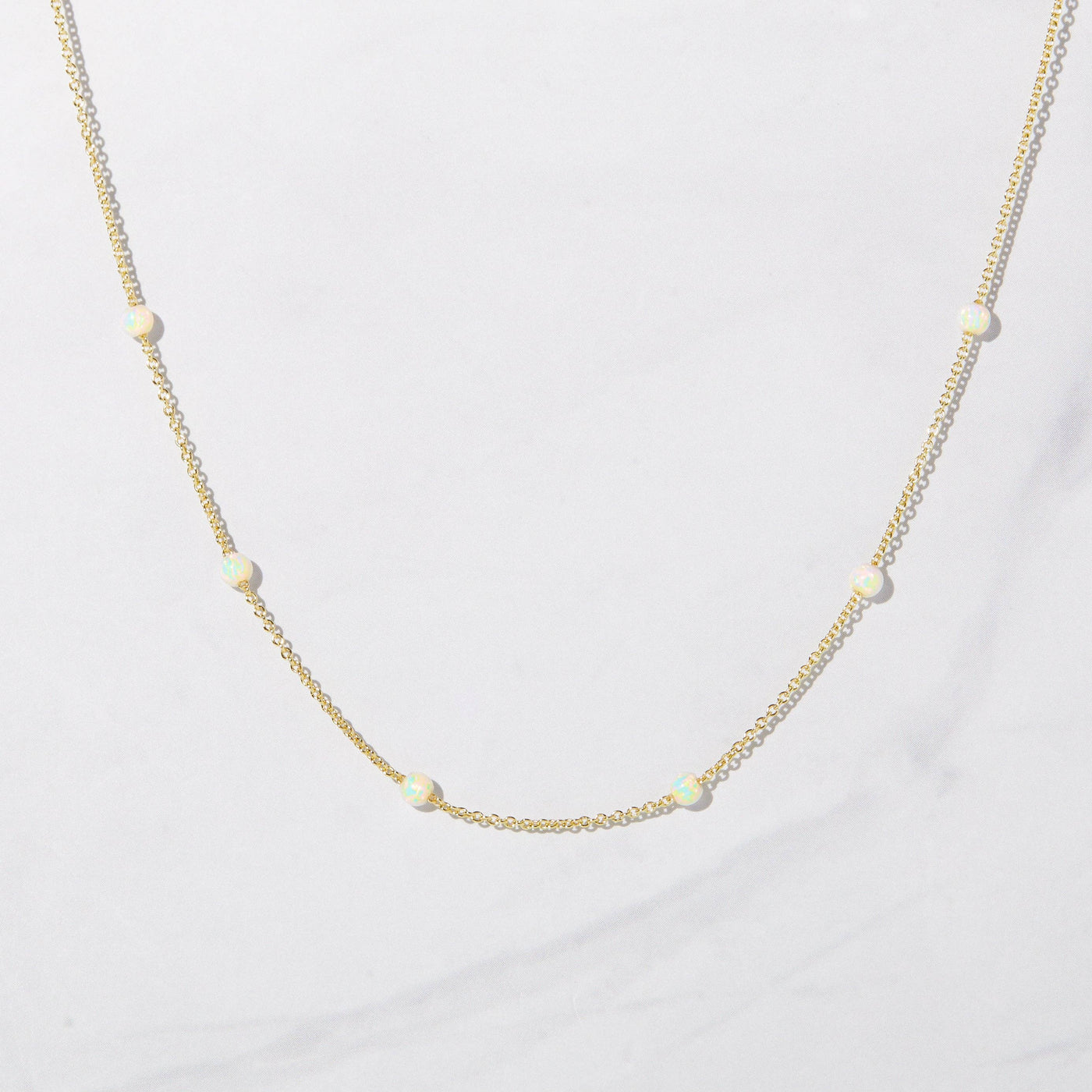 Sami Jewels - Opal Beaded Necklace: Gold