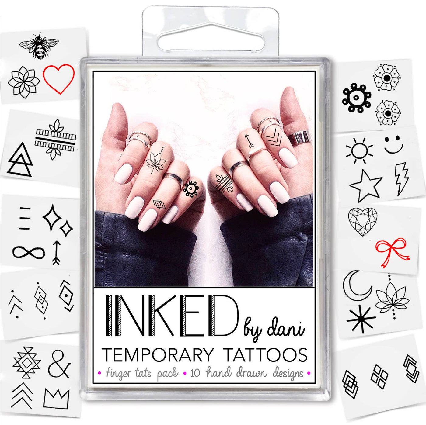 INKED by Dani - Finger Tats Temporary Tattoo Pack