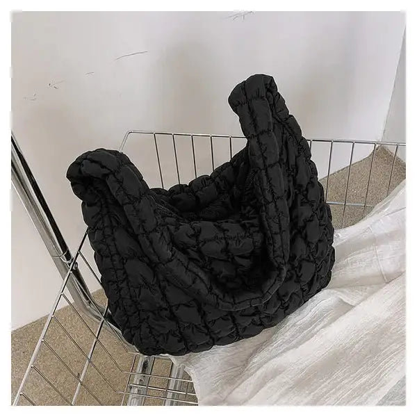 Kaydee Lynn LLC - Large Quilted Puff Tote: Black