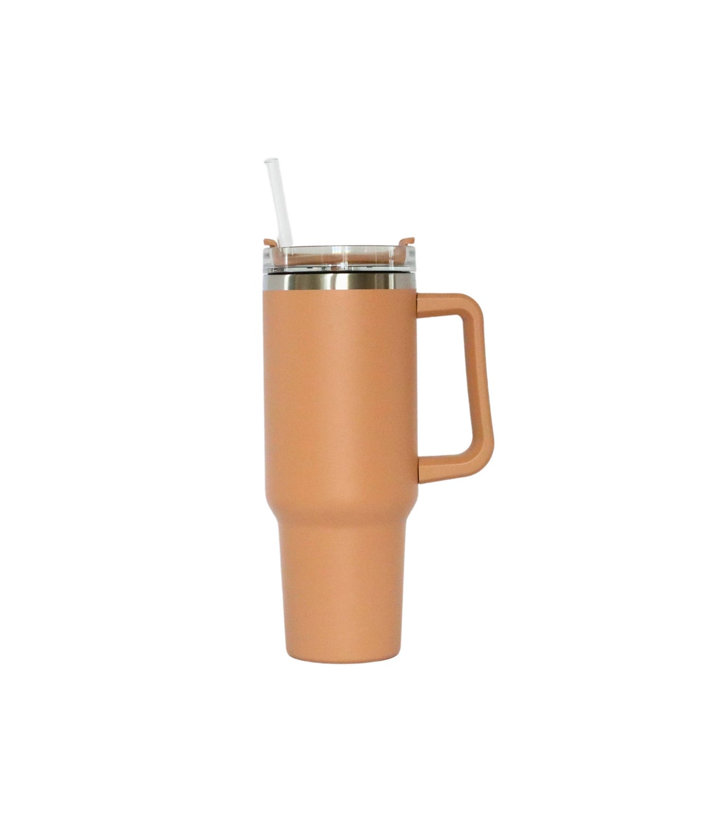 CLAY TRAVEL TUMBLER WITH HANDLE & STRAW, 40 OZ