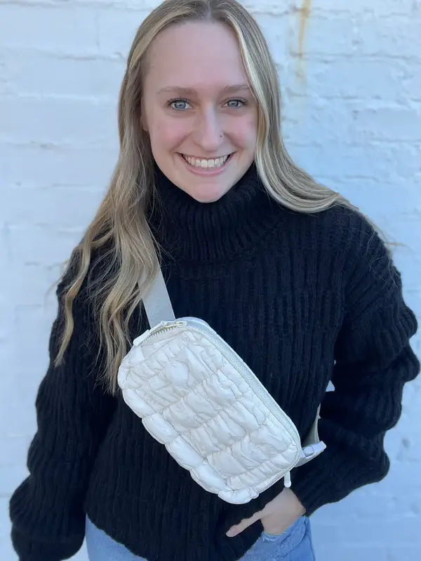 Kaydee Lynn LLC - Quilted Belt Bag: Cream