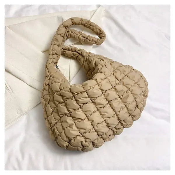 Kaydee Lynn LLC - Large Quilted Puff Tote: Cream