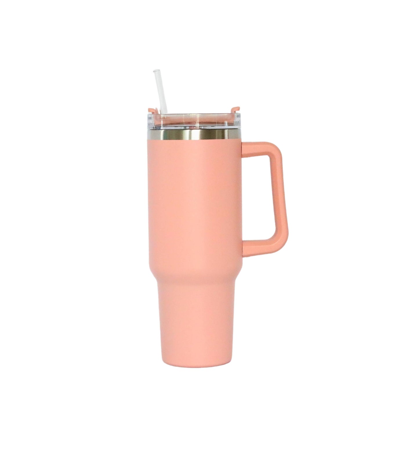 PEACH TRAVEL TUMBLER WITH HANDLE & STRAW, 40 OZ