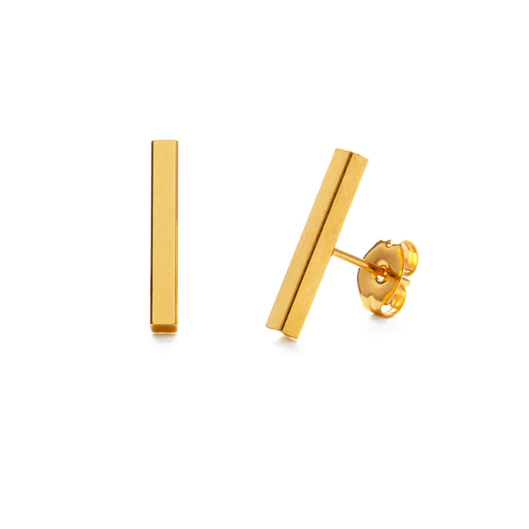 Gold Bar Stud Earrings